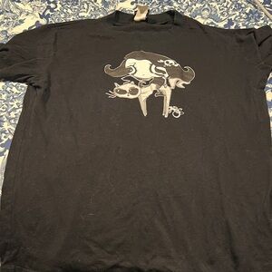 Misery Black Short-Sleeve Graphic Tee with White Cat Illustration